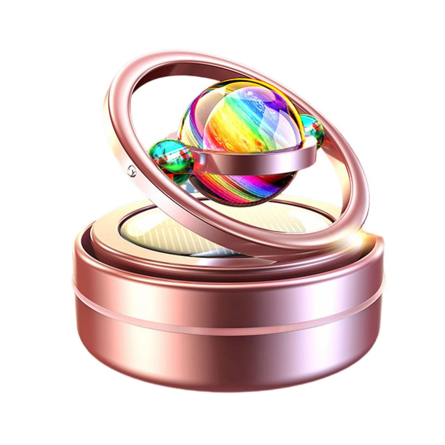 A car oil diffuser with a solar system theme, featuring a rotating globe on top.