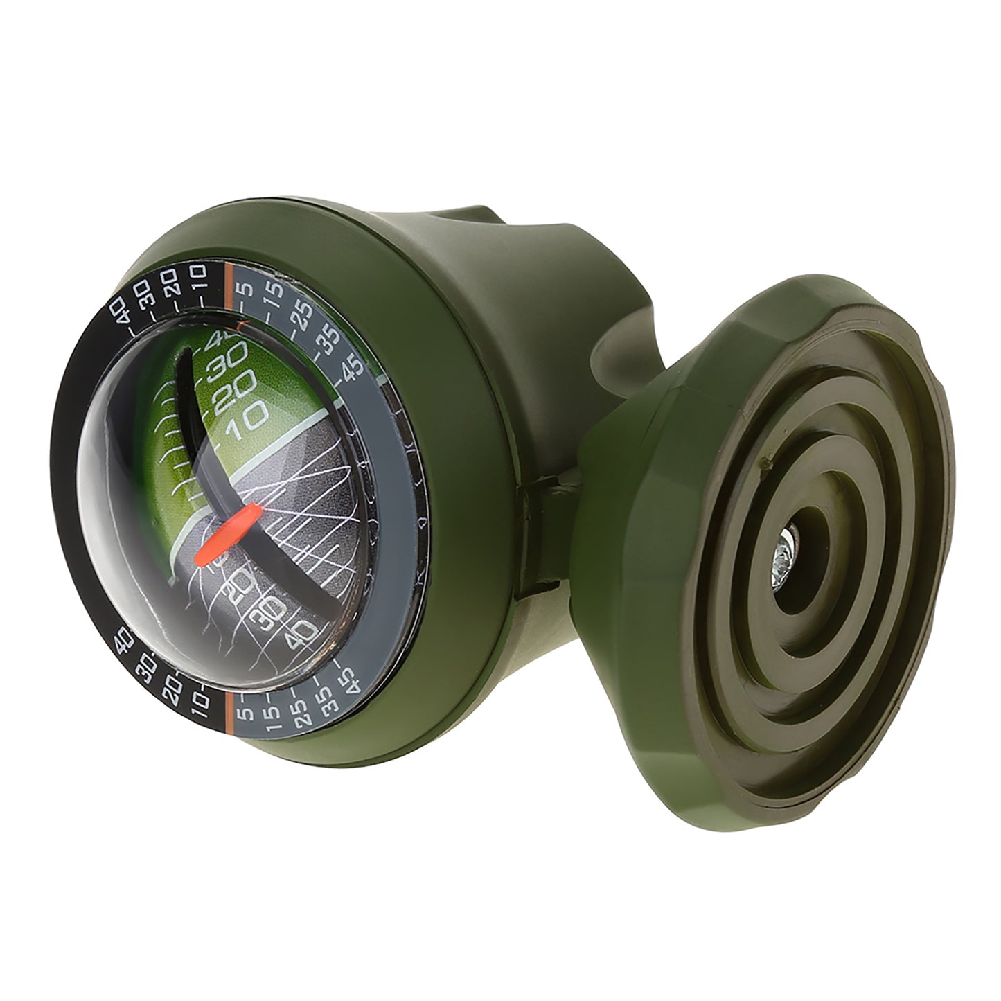 A green angle slope meter with a digital display and adjustable stand.