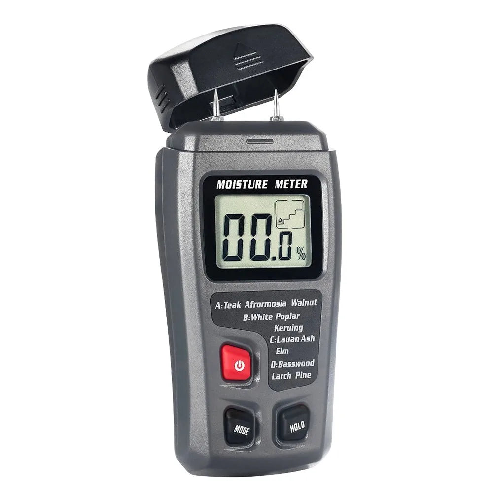 Digital moisture meter on a white background