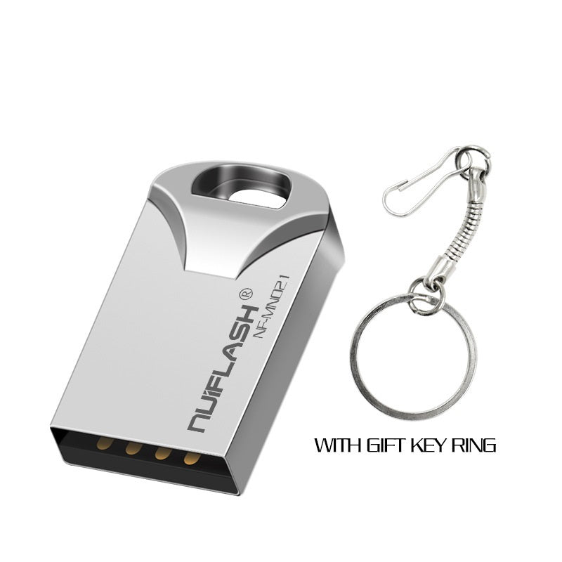 A mini size USB flash drive with black and silver color scheme.