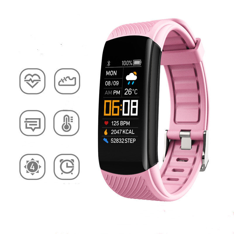 Pink Sports Silicone Pedometer Bracelet