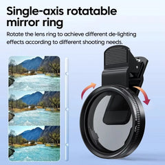 Single-axis rotatable mirror ring with mountain and river scenery on a light blue background