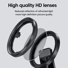 High quality HD lens with text on a light gray background