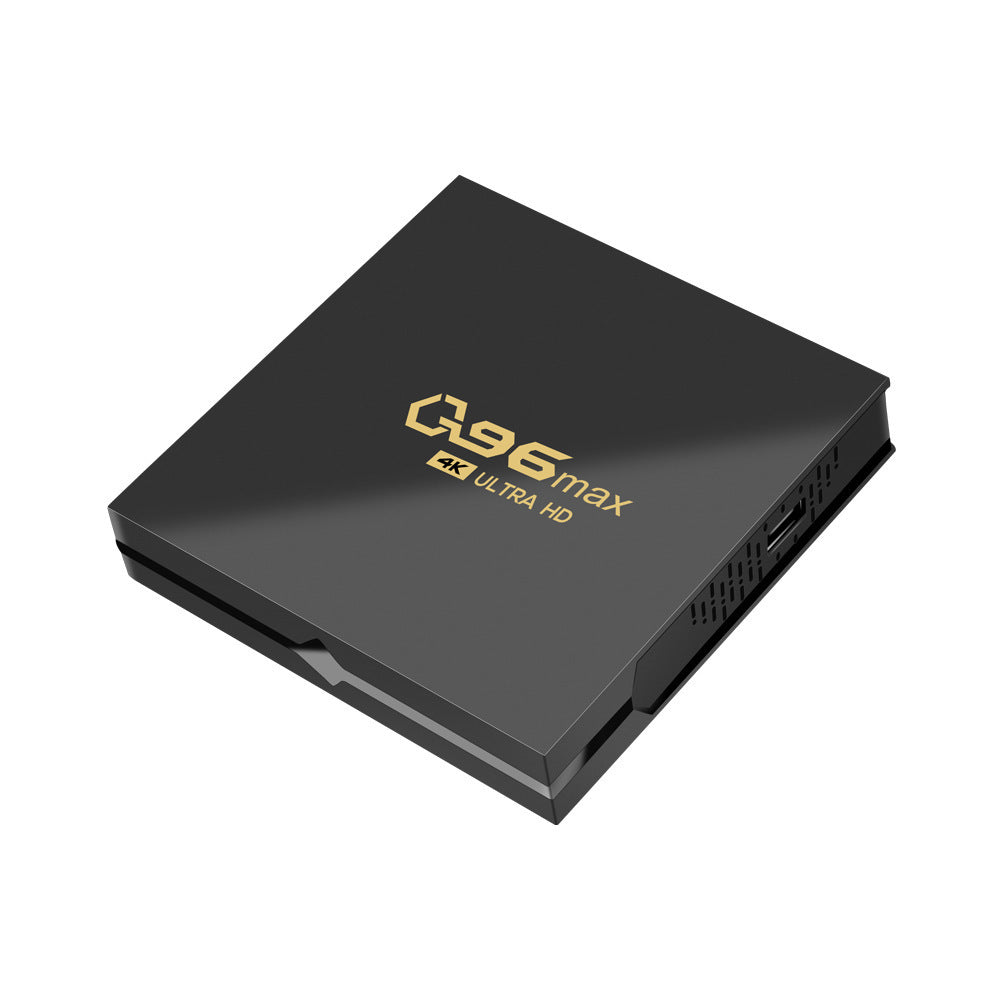 A black Android TV box.