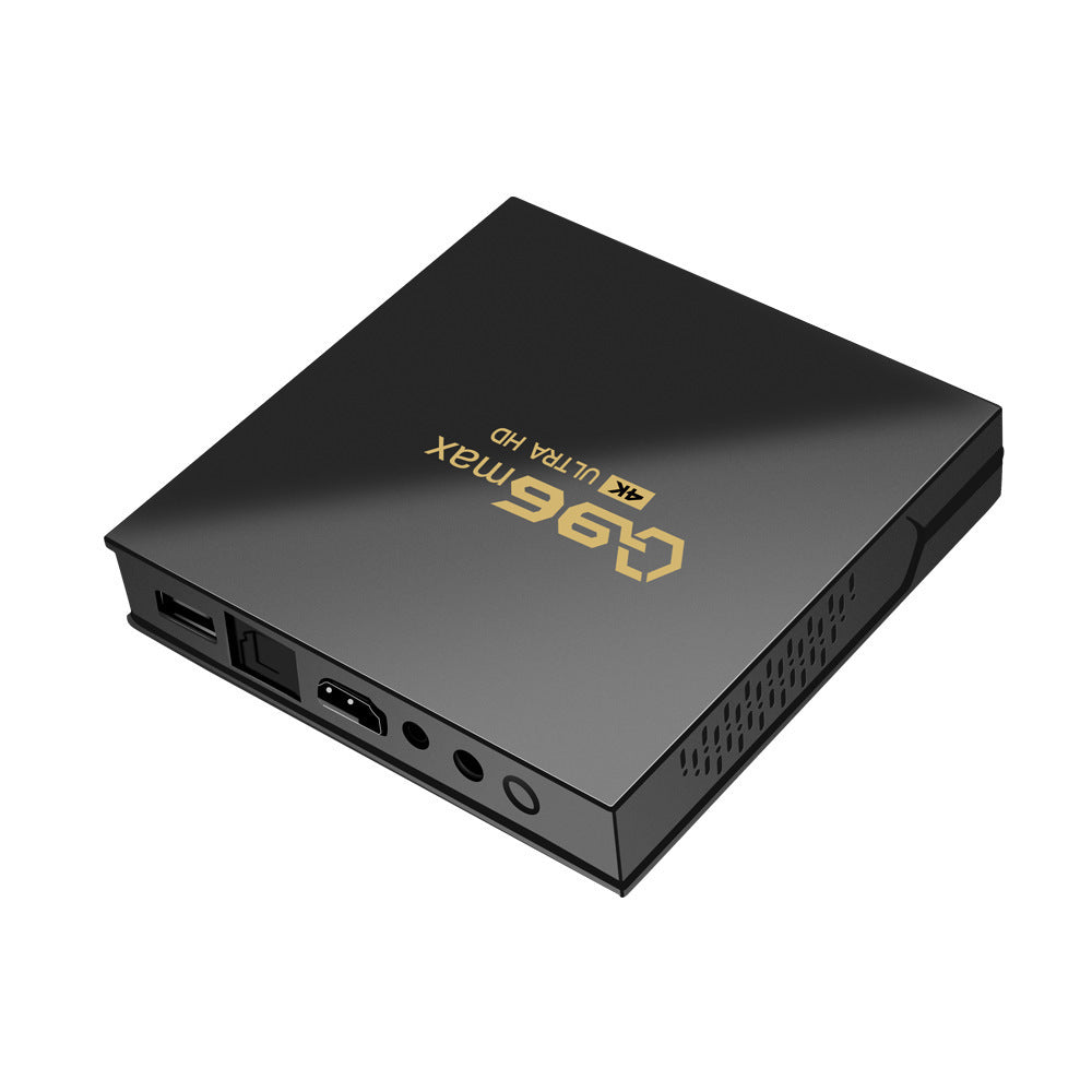 A black Android TV box.
