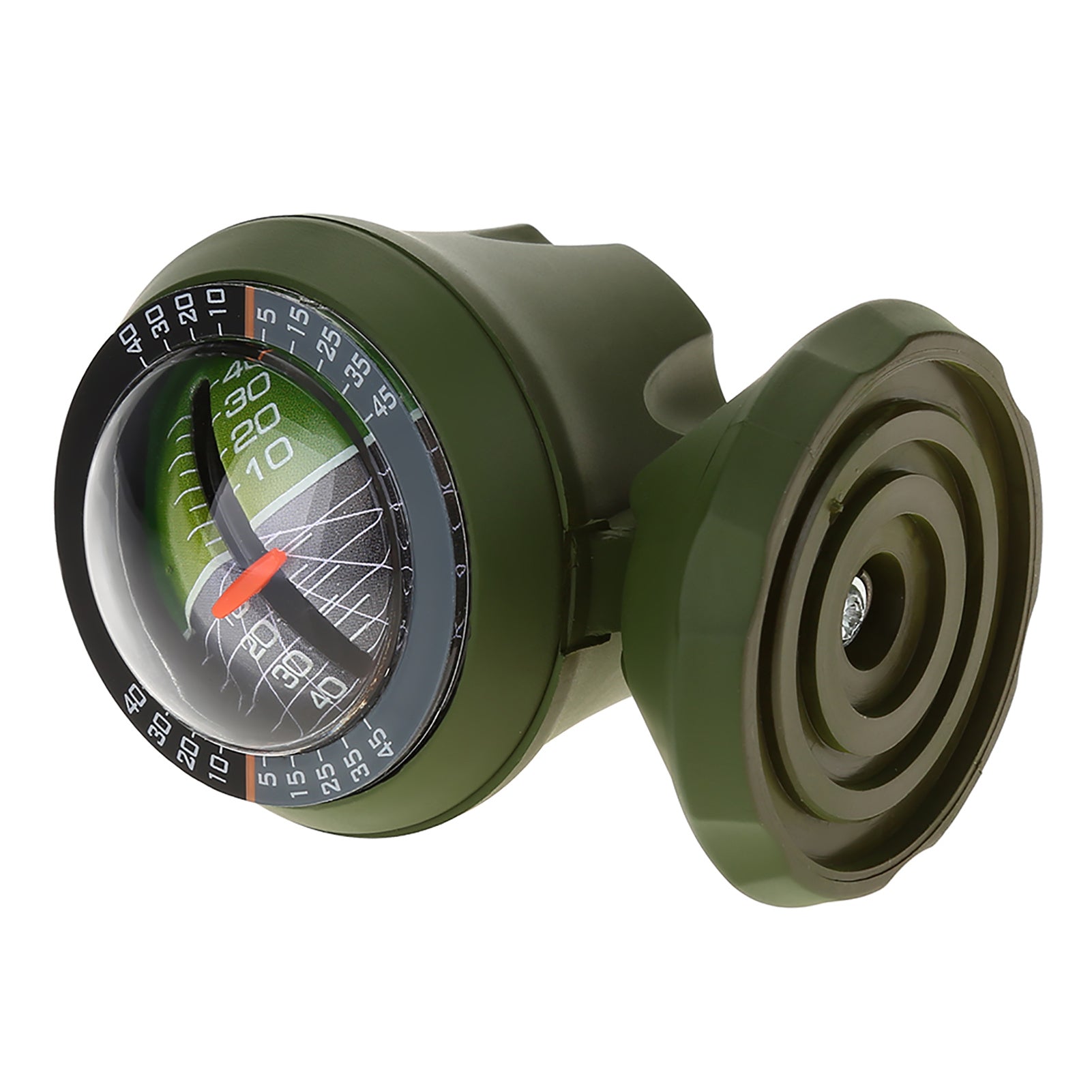 A green angle slope meter with a digital display and adjustable stand.