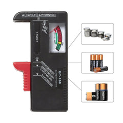 Battery tester with battery icons on a white background