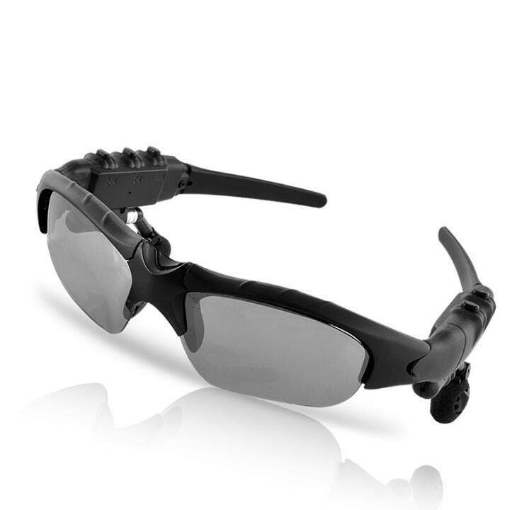 Black sunglasses with a reflective surface.