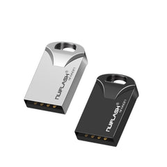 A mini size USB flash drive with black and silver color scheme.