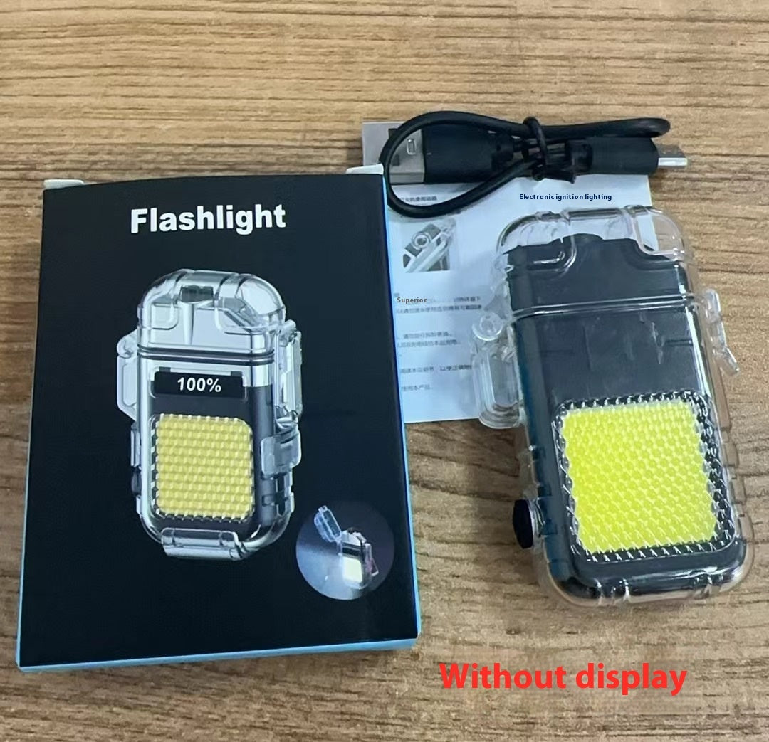 A multicolor lighter with keychain flashlight featuring a smart display.