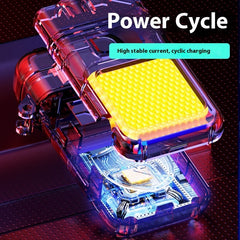 A multicolor lighter with keychain flashlight featuring a smart display.