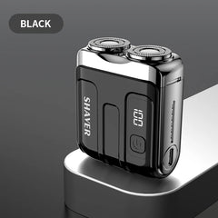 Black shaver with digital display on a gray background