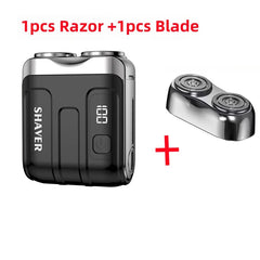Shaver with digital display and additional blade on a white background