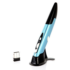 Blue and black electronic device with USB connector on a white background