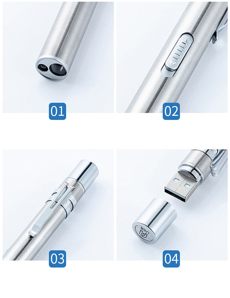 Silver Pen Flashlight.