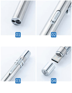 Silver Pen Flashlight.