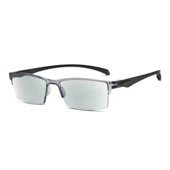 Pair of glasses with a black frame on a white background