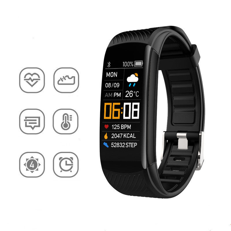 Black Sports Silicone Pedometer Bracelet