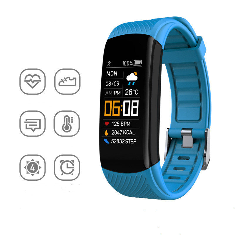 Blue Sports Silicone Pedometer Bracelet