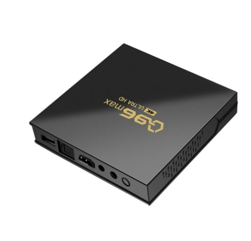 A black Android TV box.