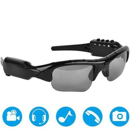Sunglasses with built-in Bluetooth controls.